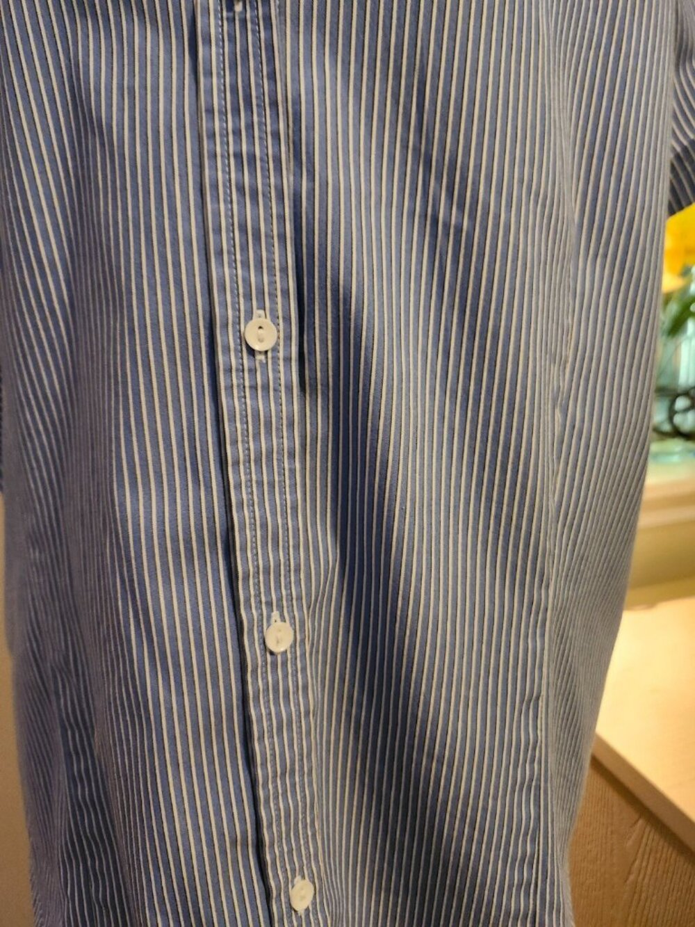 Liz Claiborne XL Blue White Striped Blouse Short Sleeve Coastal Preppy Classic T - Picture 3 of 10